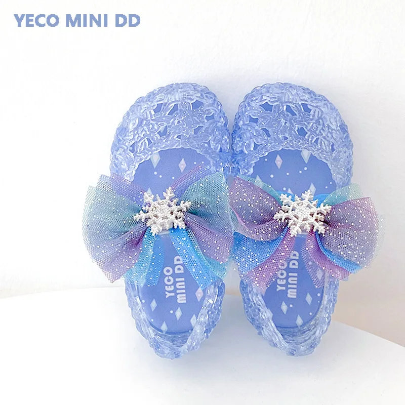 

MINIDD 2024 Summer New Girls Soft Soled Bird's Nest Sandals Korean Hollow Breathable Princess Jelly Shoes Baby Beach shoes DD049