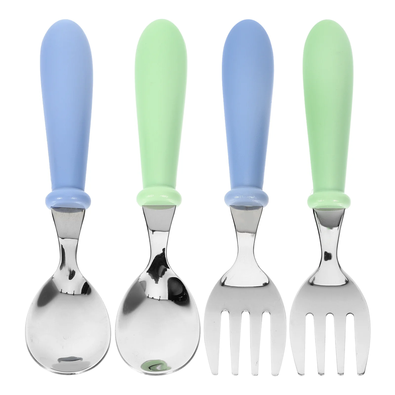 4 Pcs Stainless Steel Spoon Fork Kid Spoons Kids Utensils Baby Tools Infant Feeder Portable Supplies Toddler Cutlery