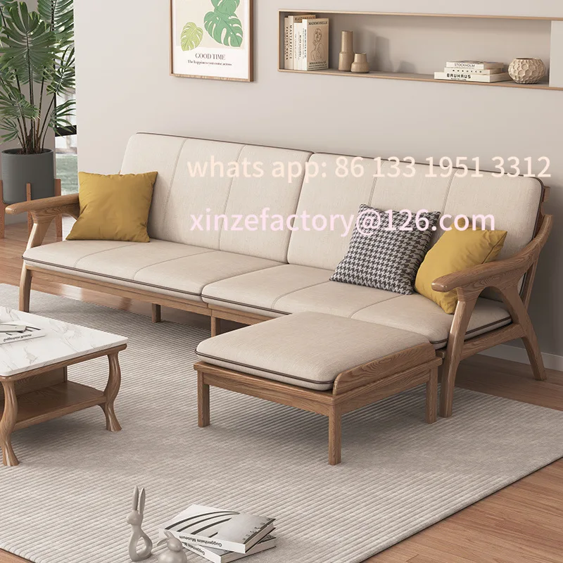 Soggiorno in legno massello divano invernale ed estivo a duplice uso piccola casa moderna semplice tessuto a tre posti transfrontaliero