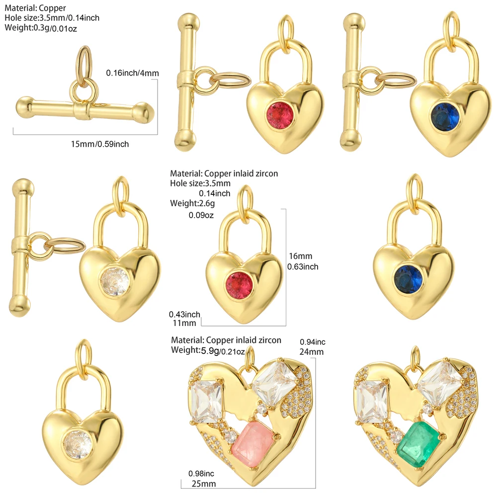 Cute Hearts Charms Diy Earrings Bracelet Necklace Accessories Gold Color Charms for Jewelry Making Supplies Designer image 2