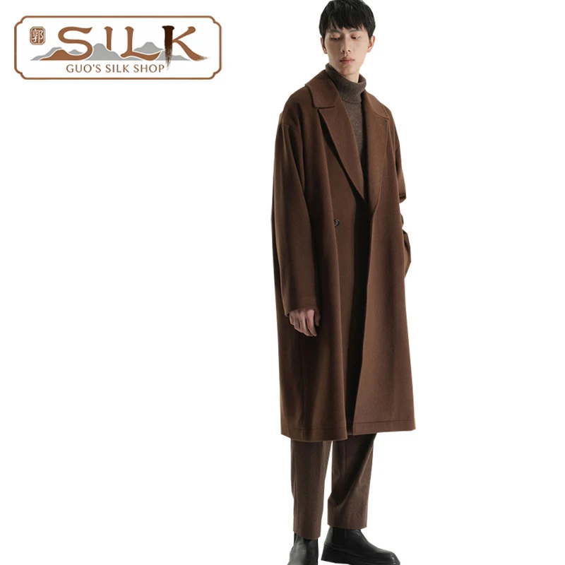 

Autumn Winter Double-sided Wool Men's Coat High-end Fashion Long-Sleeved Jacket Comfortable Warm Elegant Business Casual