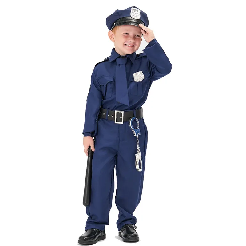 زي شرطي الهالوين للأولاد، ملابس تنكرية لضابط أداء المسرح للأطفال