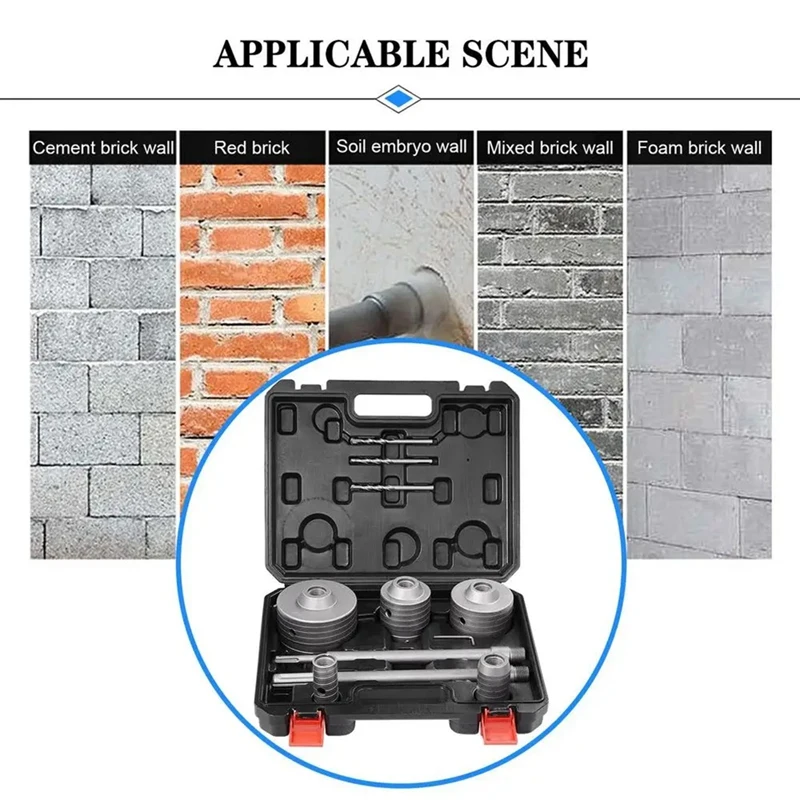 Kit sega a tazza per calcestruzzo 10 pezzi punta per trapano per sega a tazza per muratura portatile resistente agli urti in mattoni per muro di