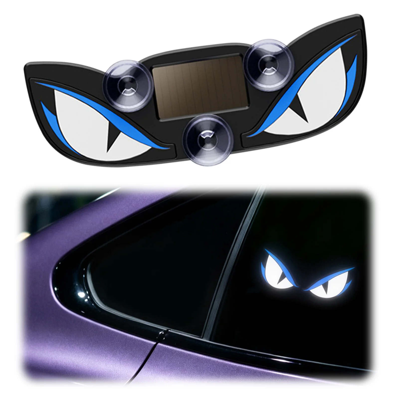 Solar Demon Eye Car LED Window Breathing Light Effect Wireless Suction Cup Vibration Sensor Auto Lamp