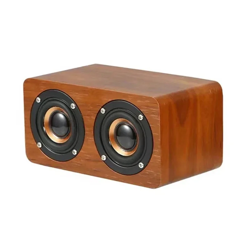 High-quality portable mobile phone speaker, retro wooden Bluetooth speaker, dual-speaker deep bass.