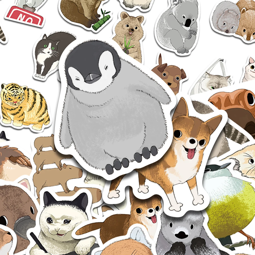 

50pcs Cartoon Cute Elemental Animals Stickers Decals For Phone Luggage Scrapbook Skateboard Guitar Graffiti Aesthetic Stickers