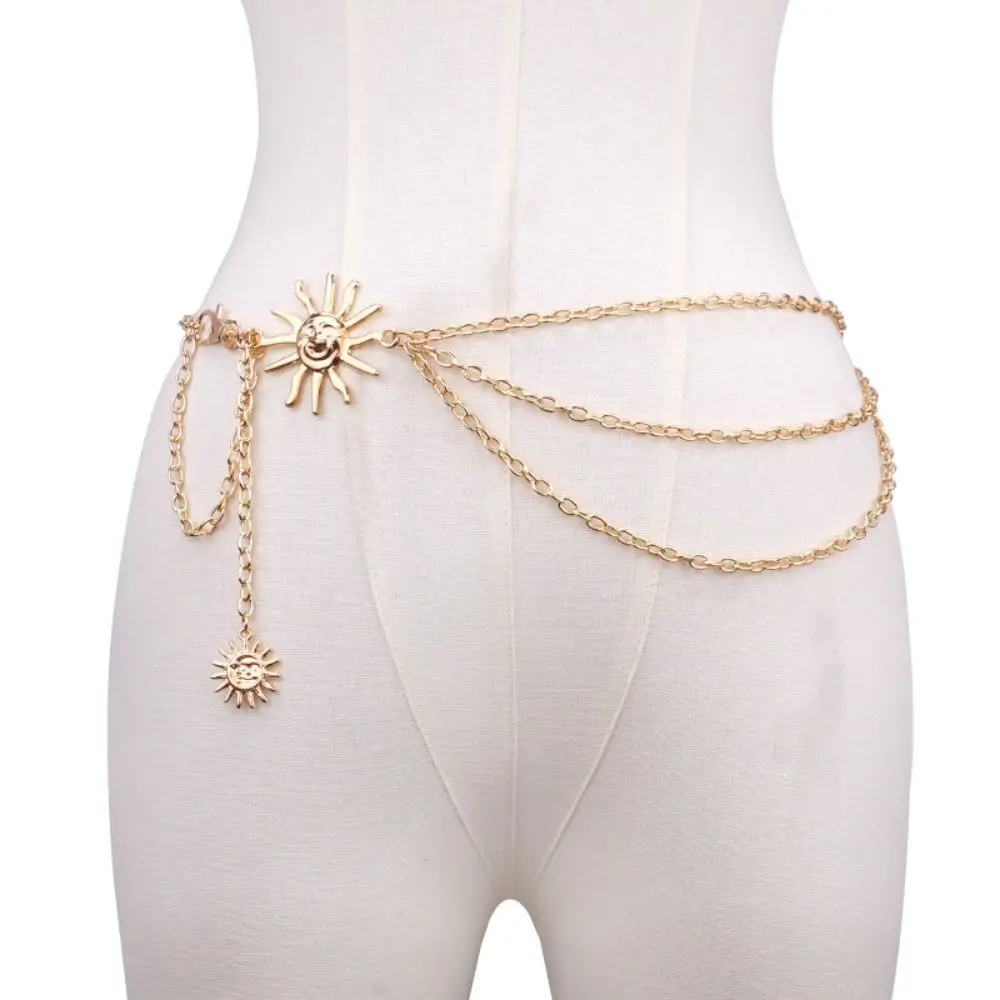 

Gold Silver Punk Thin Waist Chain All-match Hip Hop Metal Womans Chain Belt Vintage Sun Moon Star Waistbands