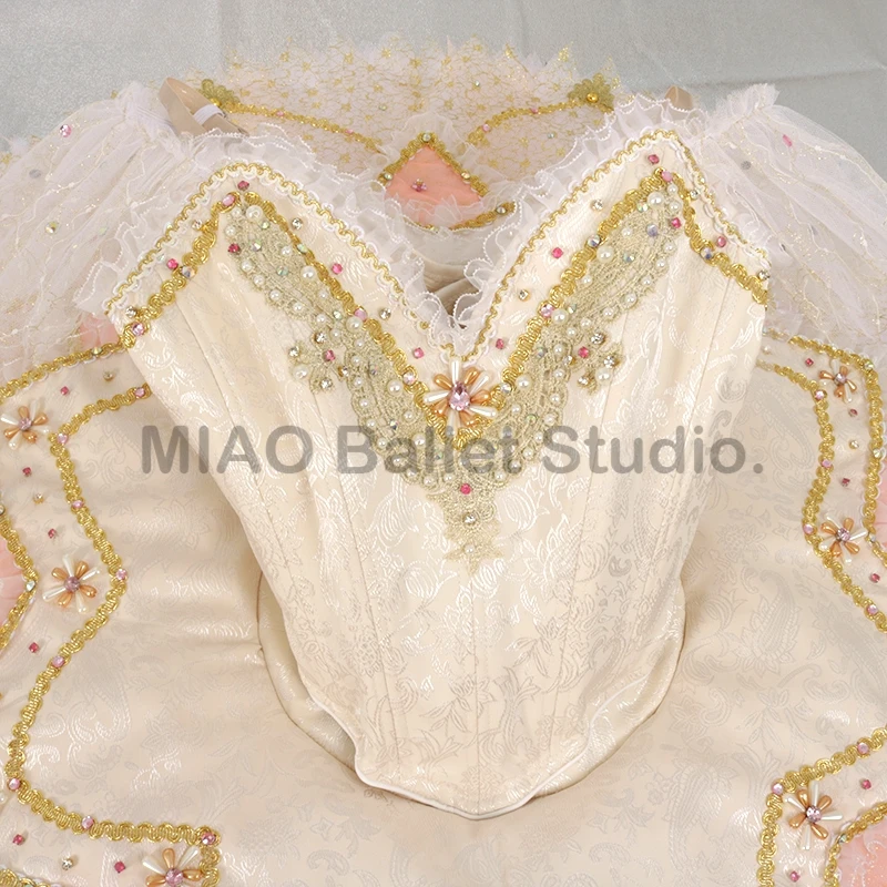 Gorgeous Champagne ballet tutu classical sleeping beauty Split Costume professional Platter Ballet Pancake No elasticity 0470