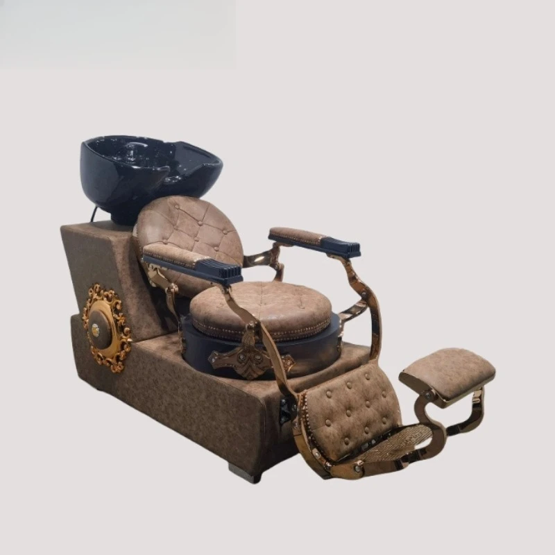 Men's retro oil head chair, hair chair, barber shop-specific liftable and reclining shaving salon chair