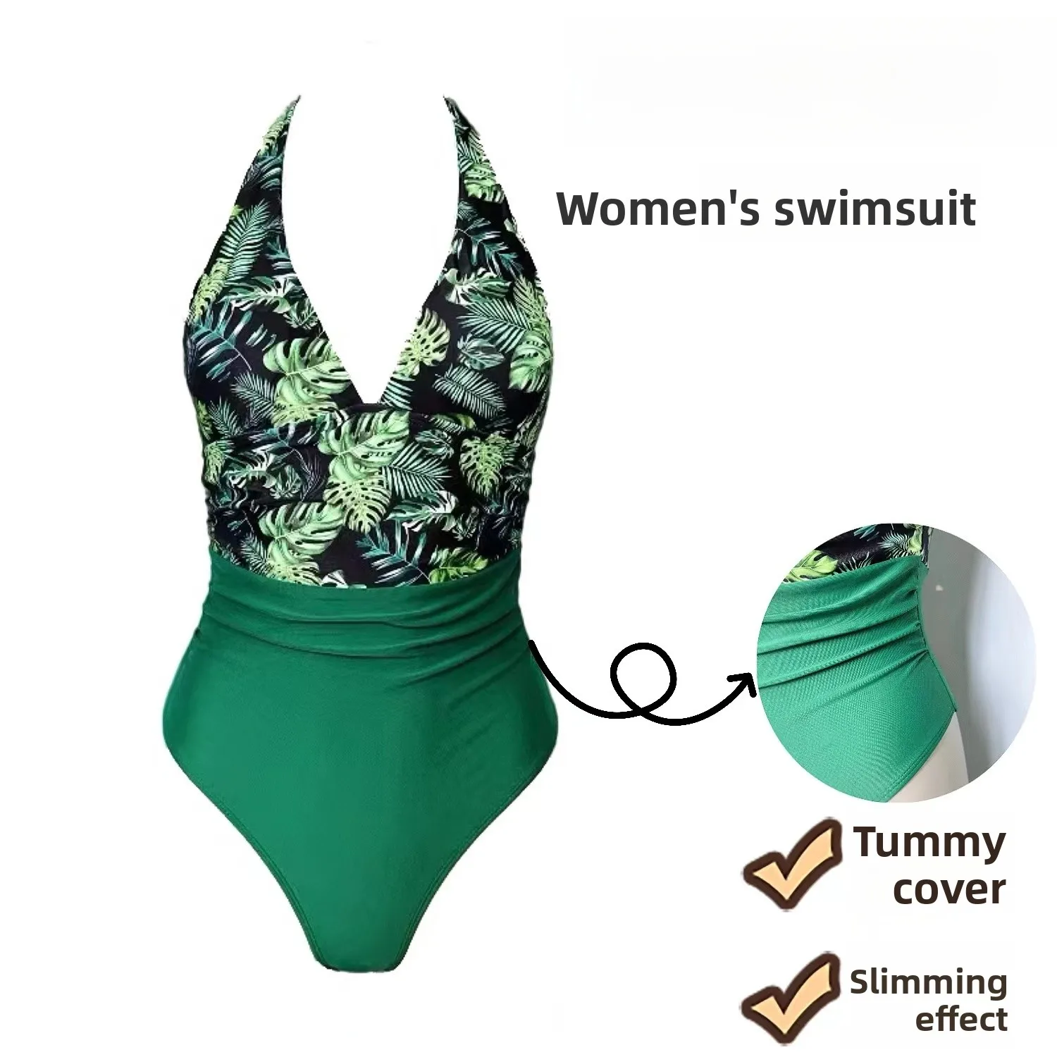 

Sexy Amber Ladies One-Piece Swimsuit Print Thermal Vacation with Chest Pad High Elasticity Quick Dry No Sleeve Casua...