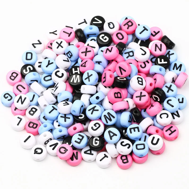 100-300pcs Mixed Letters Beads Round Flat Alphabet Spacer Beads For Jewelry Making Handmade Bracelet Necklace Diy Accessories