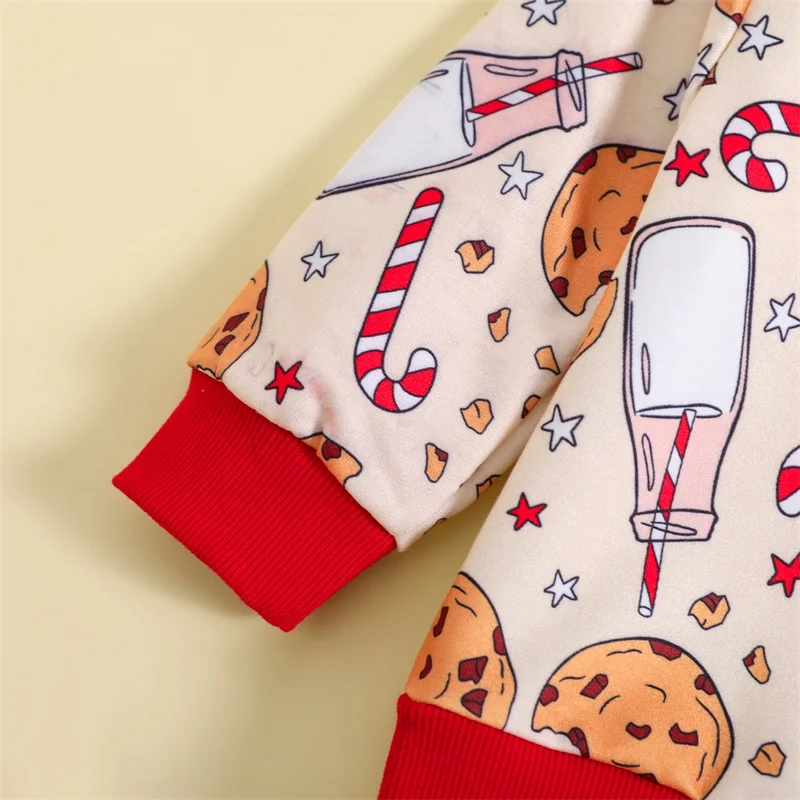 2023-08-14 Lioraitiin 0-24M Toddler Boys Girls Christmas Clothes Set Cookie Milk Print Long Sleeve Sweatshirts Long Pants Outfit