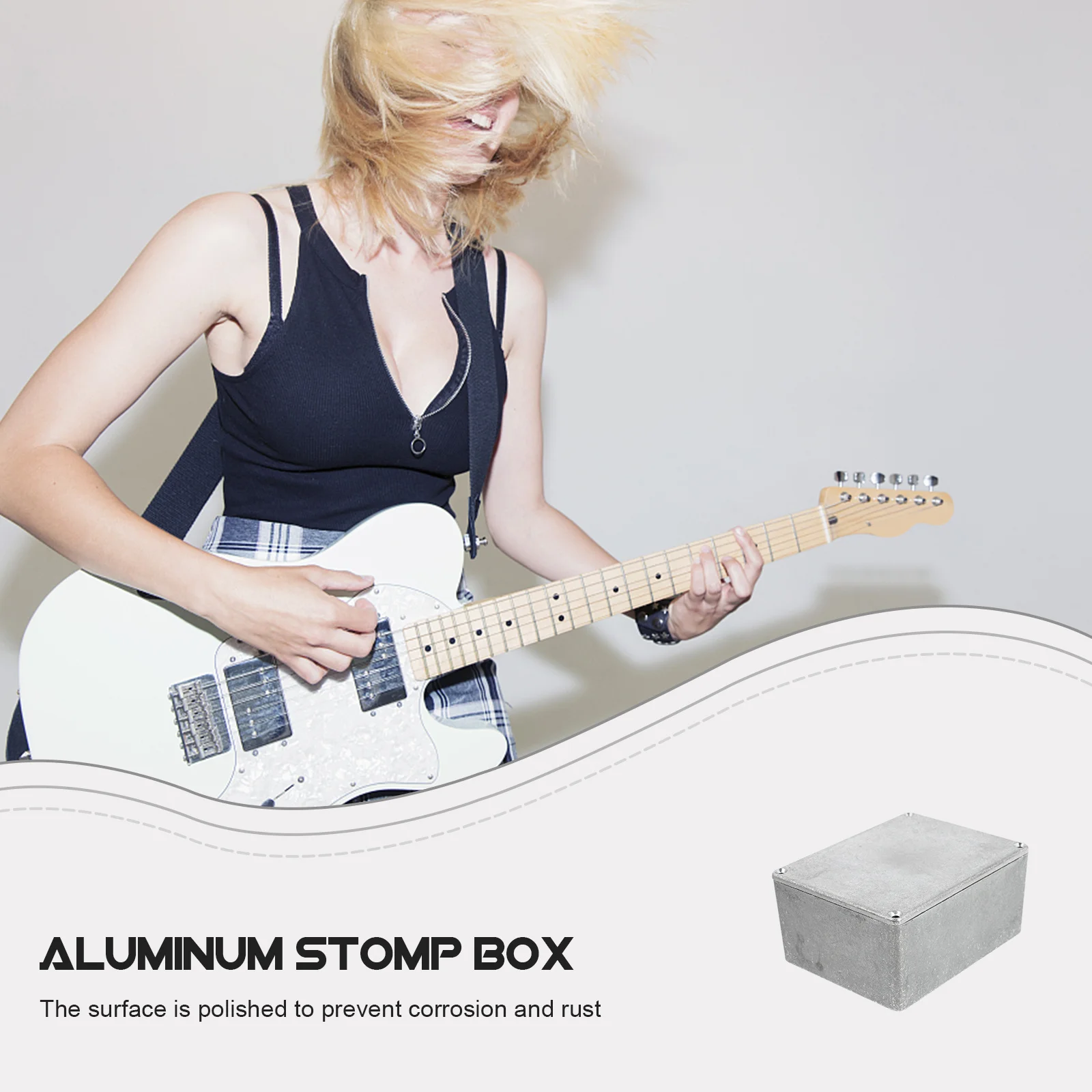 

1Pcs Aluminum Guitar Effect Enclosure Silver Durable Stomp Box Case Replacement Practical Pedal Box Accessory Guitar Pedal Case