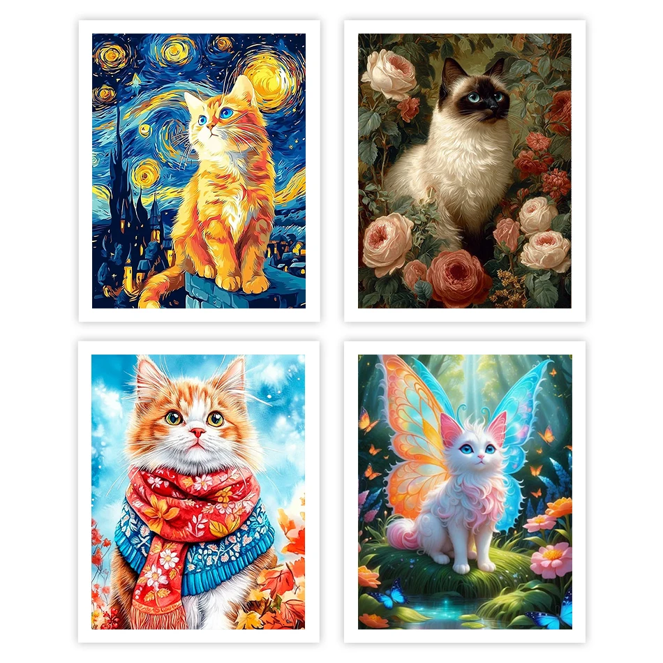 

GATYZTORY Painting By Number Adults cats Animals Picture Frame Watercolor On Canvas Drawing Paint Kit Acrylic Paints Home Decor