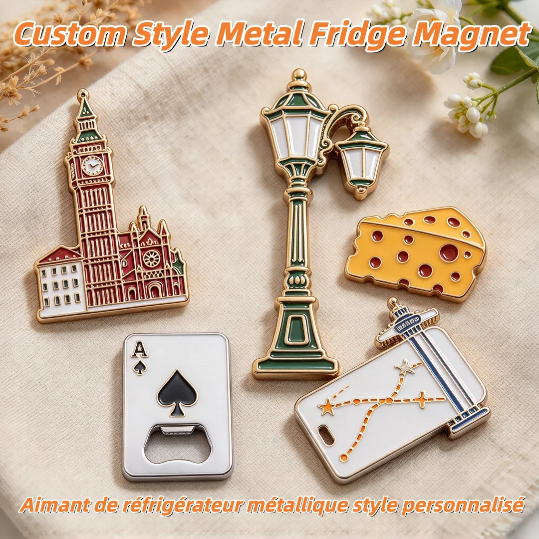 Custom Soft Enamel Refrigerator Magnet Gold Plated Zinc Alloy Fridge Magnet Personalized Logo Metal Crafts with NO MOQ Order