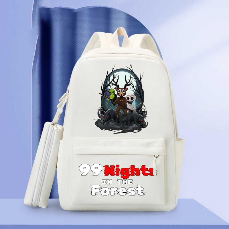 حقيبة مدرسية 99 ليلاً في الغابة، سعة كبيرة، محمولة للطلاب، حقيبة ظهر مقاومة للماء، أنماط الرسوم المتحركة، هدية عيد ميلاد #1