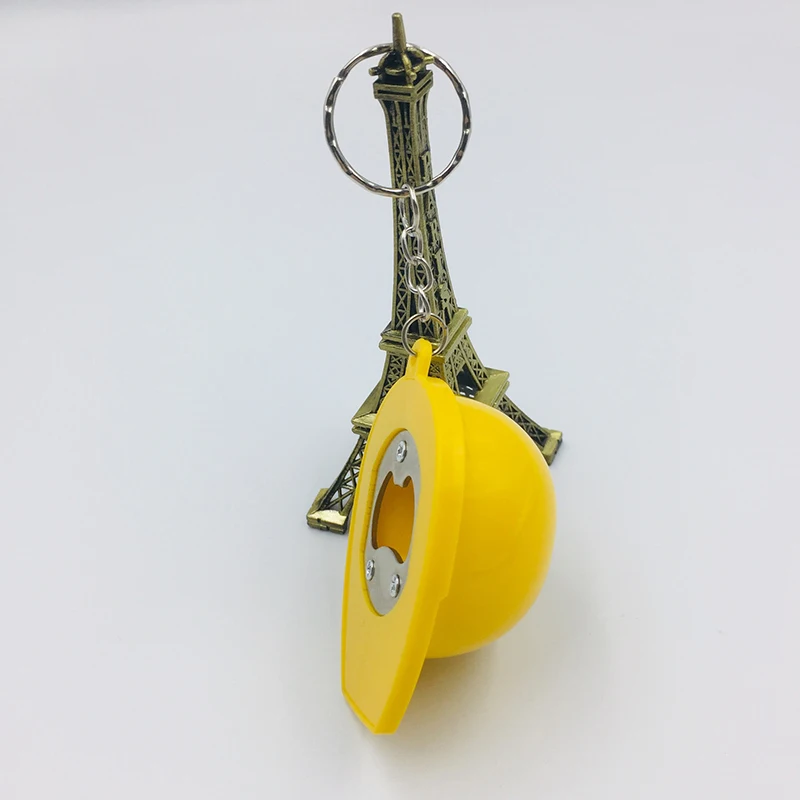 Fashion Helmet Keychain 3D Simulation Red Blue White Yellow Hard Hat Bottle Opener Key Ring Women Men Car Handbag Accessories