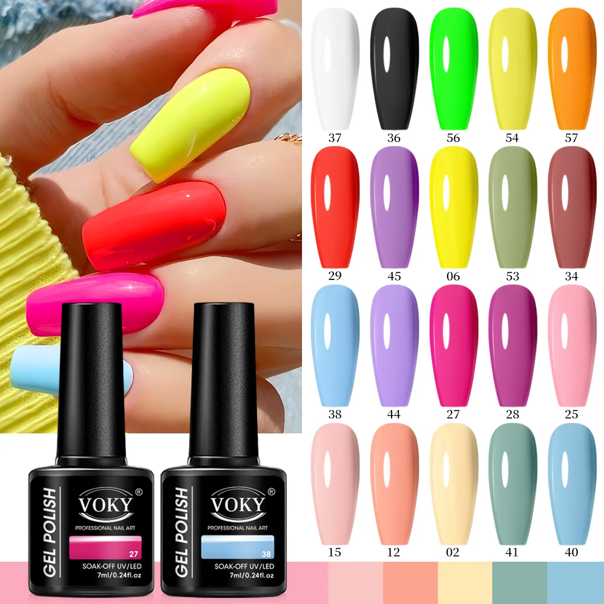 

VOKY 10-PACK Gel Nail Polish Set, Semi-Permanent Nail Art Set, Suitable for DIY nail art or as a gift for salons