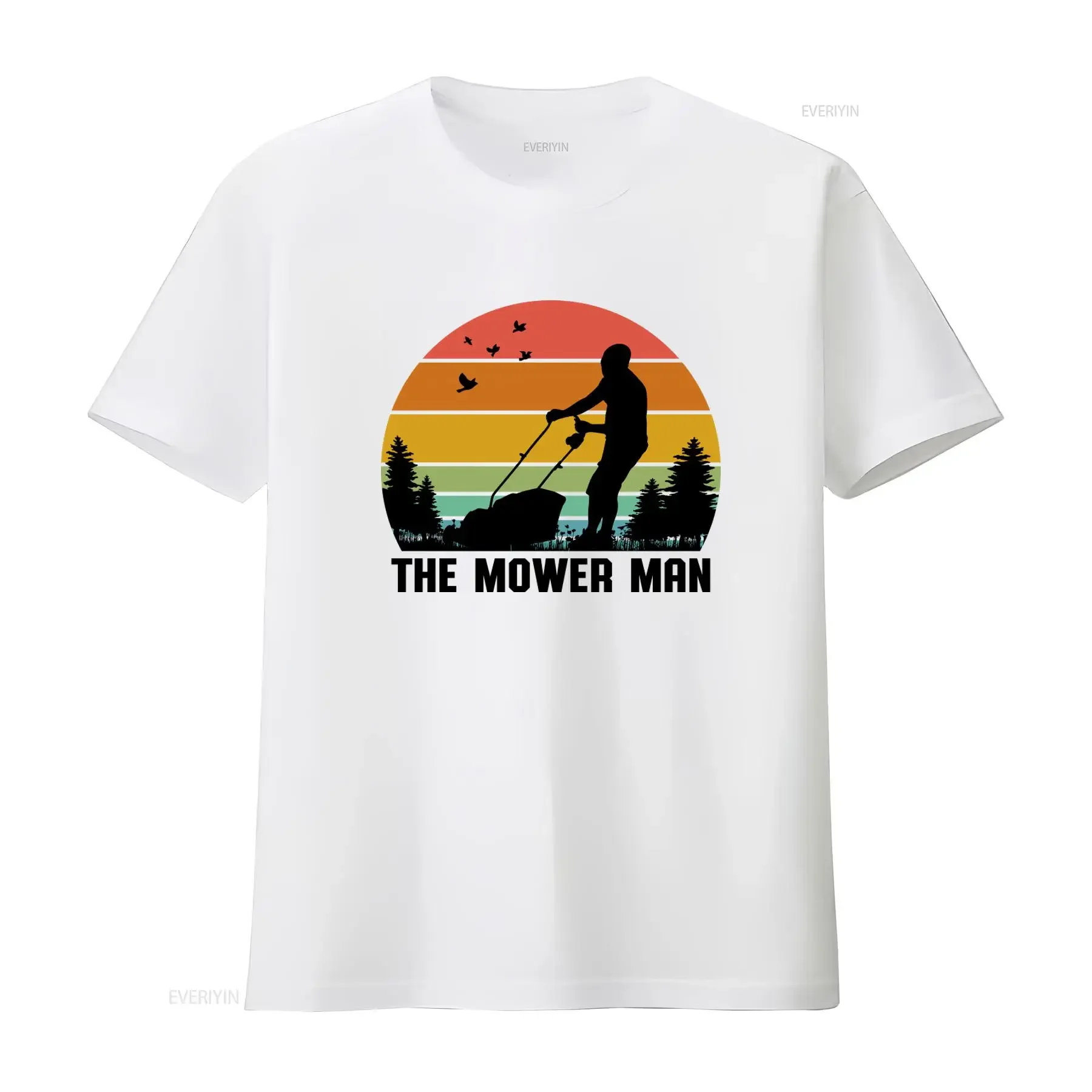The Mower Man T Shirt Lawn Care Landscaping Funny Grass Cutting Yard Work  vintage Washed fashion Versatile Slightly Soft