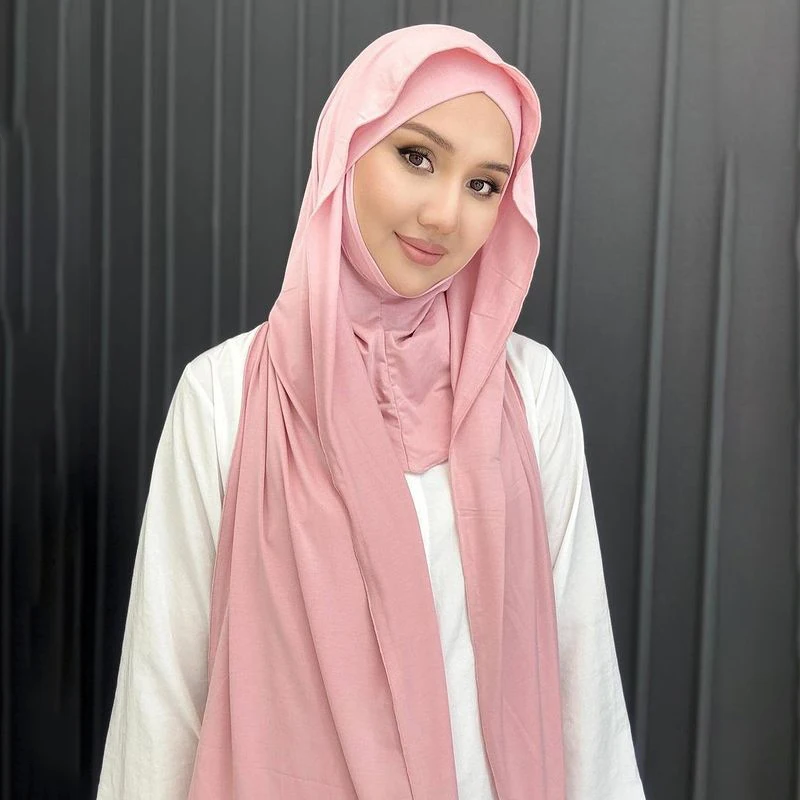 One piece instant wrap hijab ribbed jersey scarves instant hijab fashion muslim hijab with full cover cap