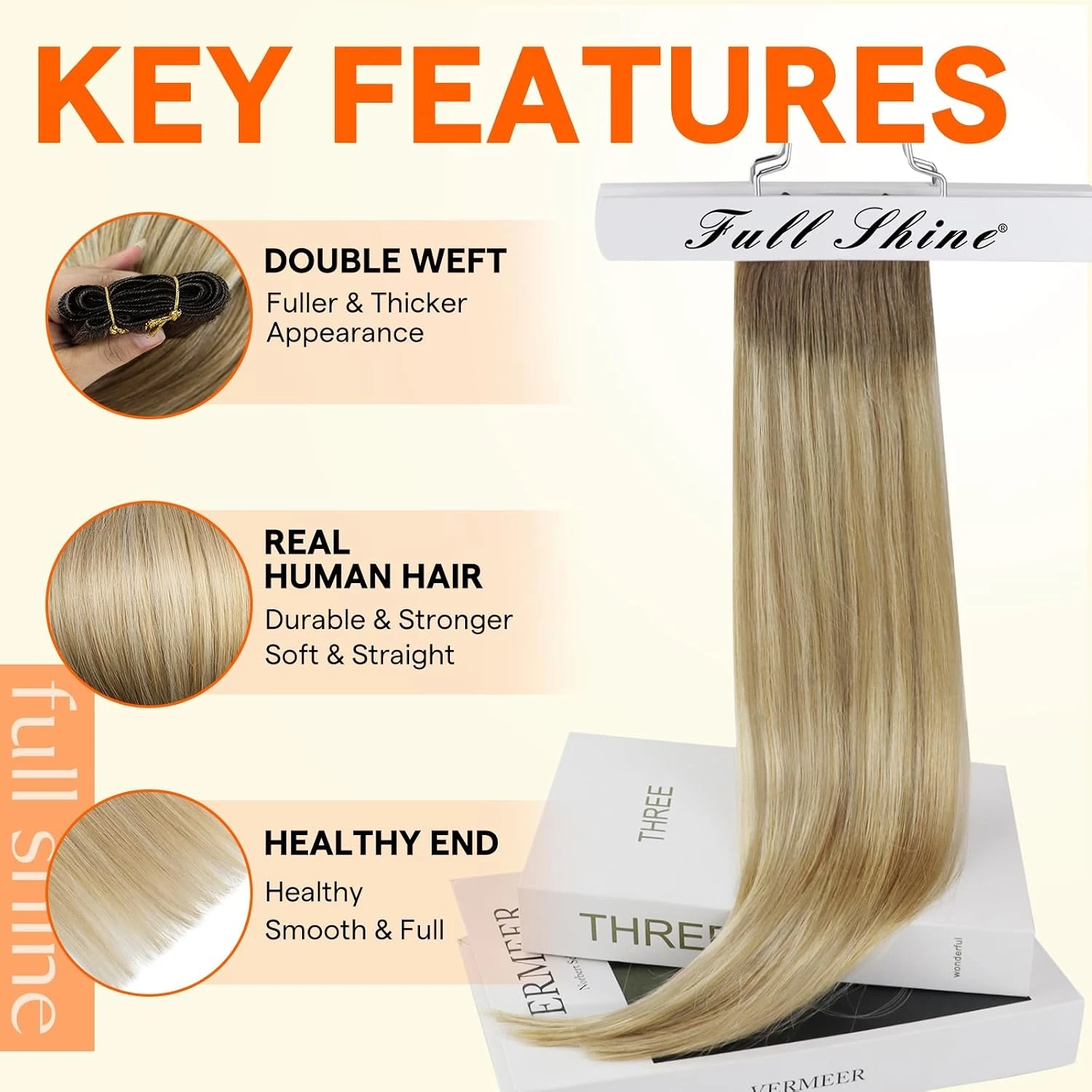 Full Shine Human Weft Hair Extensions Sew in 100% Real Straight Natural Human Hair Extensions For Salon