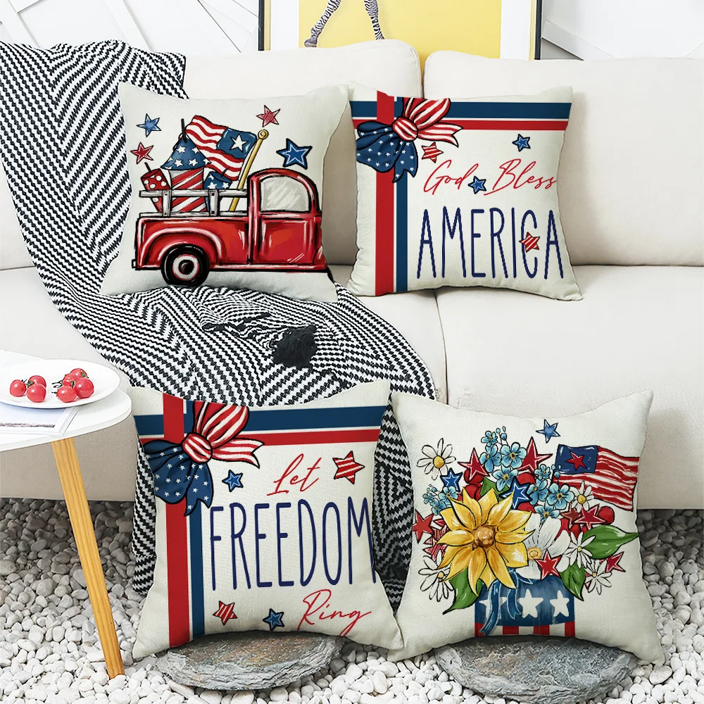 American Independence Day pillowcase print decoration festive sofa bedside cushion cover