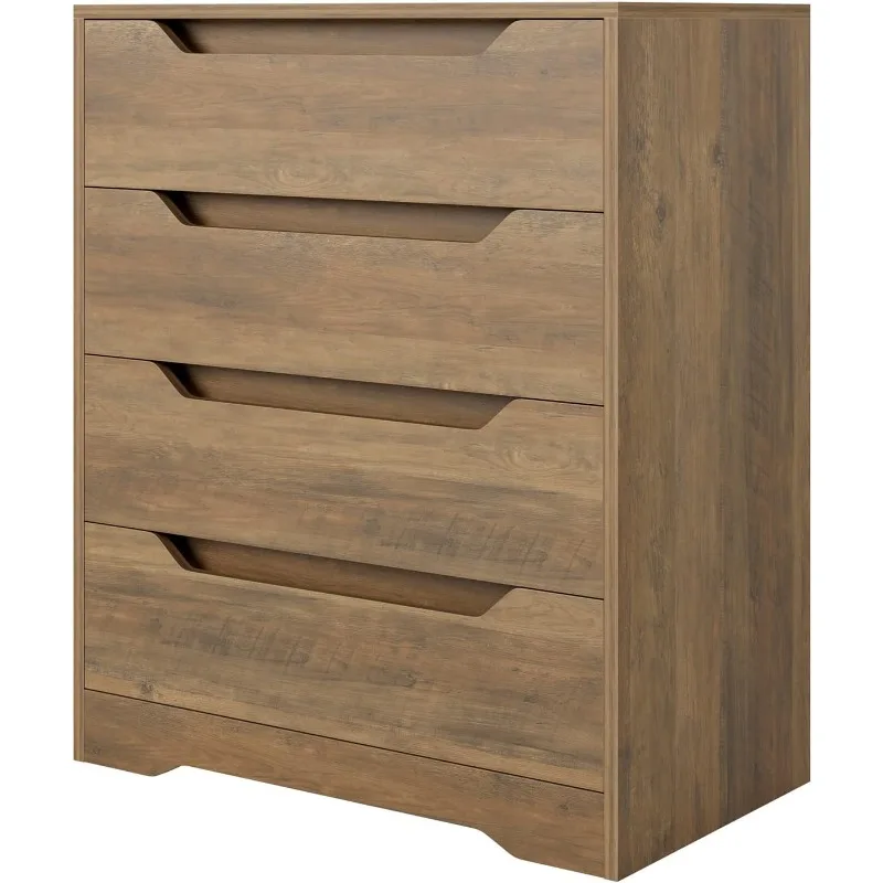 

Modern 4 Drawer Dresser,Chest of Drawers with Storage,Wood Storage Chest Organizers with Cut-Out Handles,Accent Storage Cabinet