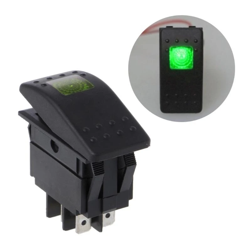 Sakelar Rocker Otomatis 20A/12V 4 Pin Sakelar Mati Tahan Air Hitam