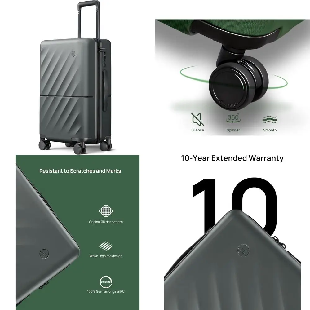 

20 Inch Lightweight Double Spinner Luggage, Hard Shell PC Carry-On Suitcase with Anti-Burst Zipper