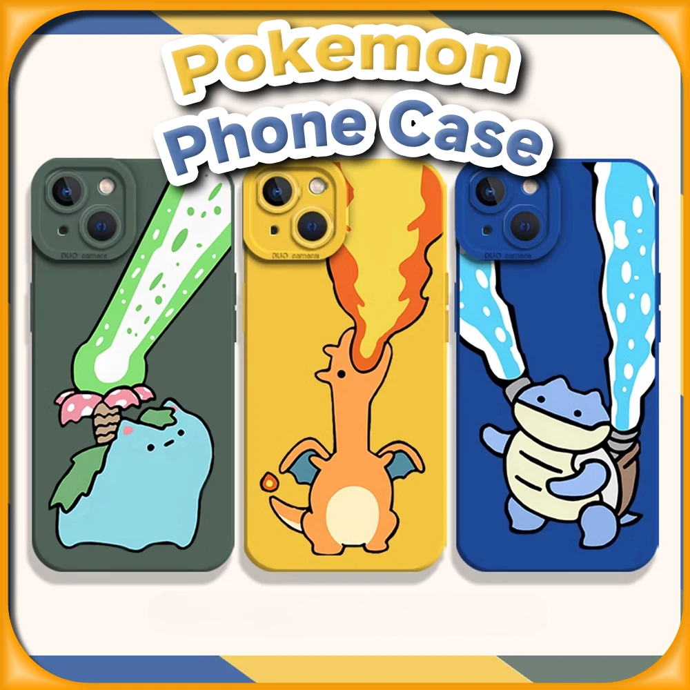 Kawaii Charizard Case for IPhone 16 15 14 13 12 11 XS/XR 7/8 Pro Max Pokemon Anime Venusaur Blastoise Funny Protective Cover