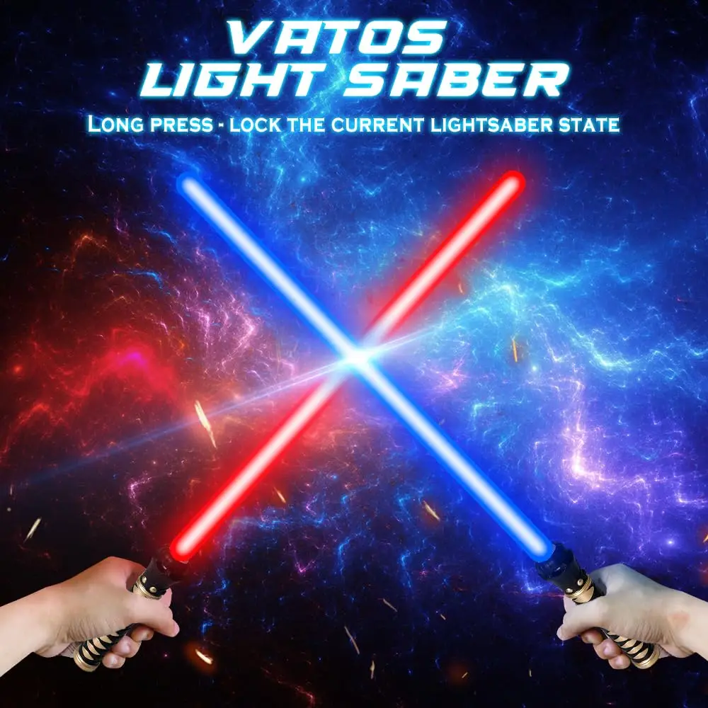 VATOS 2 Pack 15 Colors Light up Saber- Swords with FX Sound&Realistic Handle Expandable Light up Saber Toy Gift for Kid