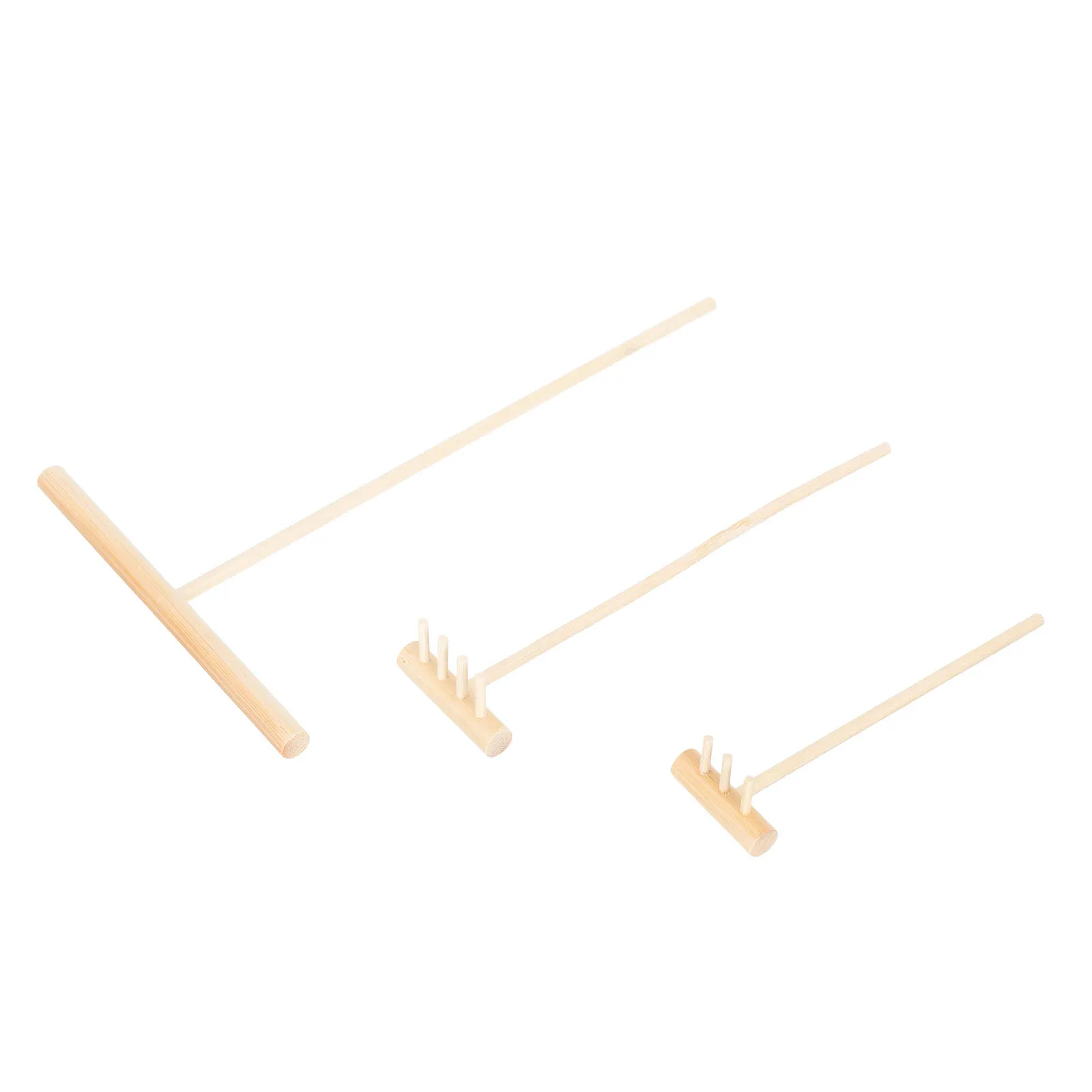 3-teiliges Bambus-Mini-Rechen-Set, Sandglättungswerkzeuge, Kreatives Zen-Sandtisch-Zubehör, Desktop-Meditations-Rechen-Set, Mini-Rechen-Spielzeug