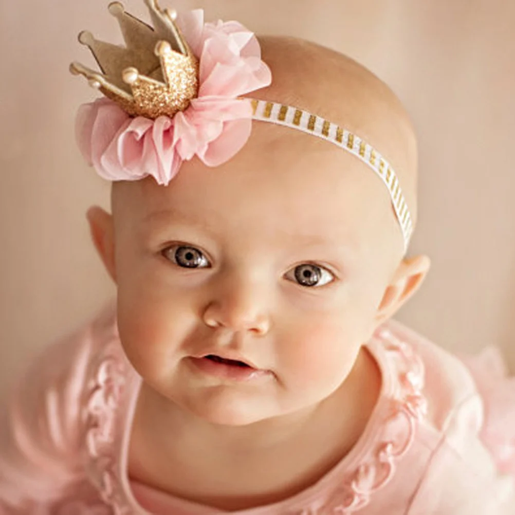 

Elastic Crown Headband Glitter Tiara for Birthday Photo Dress Hairband Crown Headbands for Babies