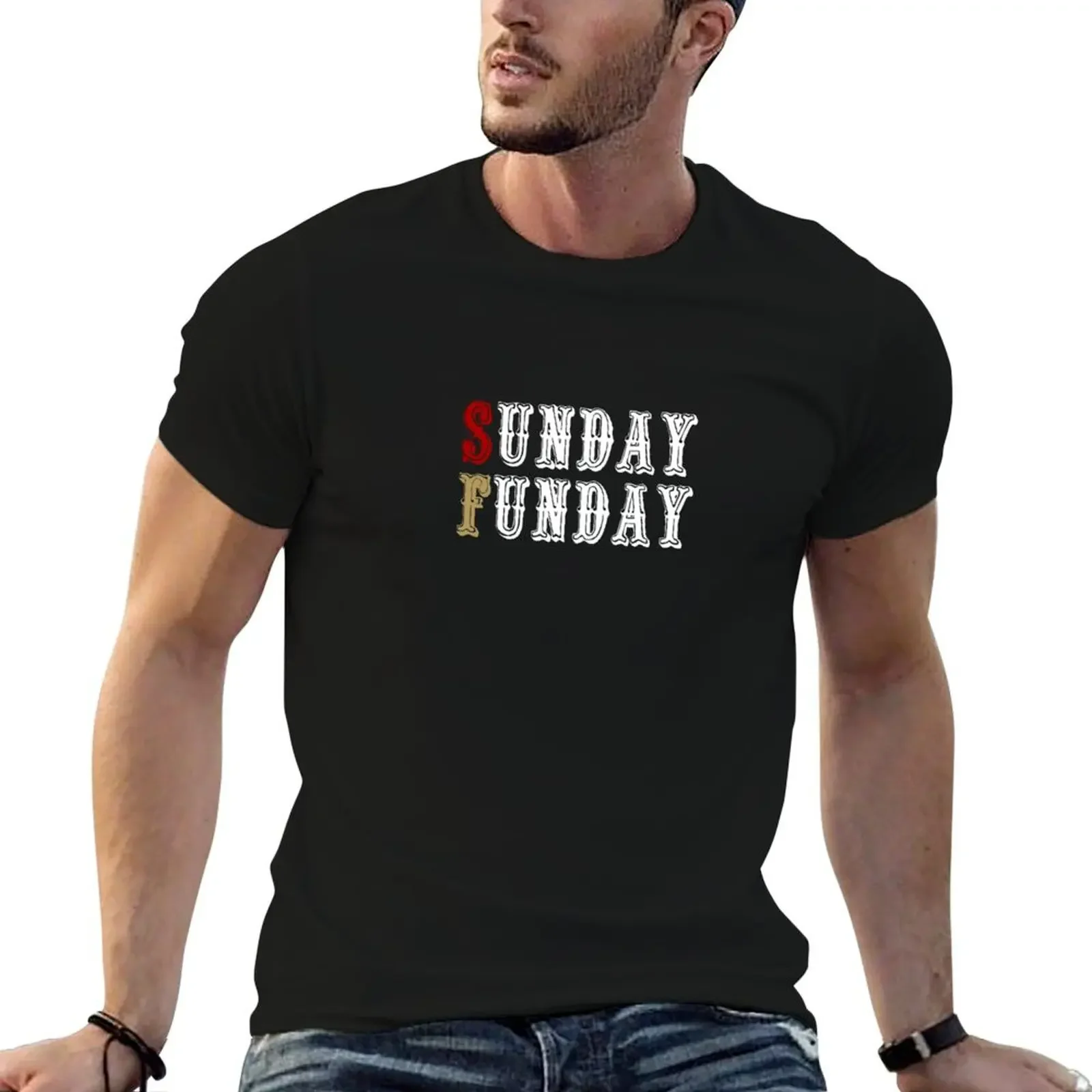 Sunday Funday T-Shirt Funny t-shirt funny shirt cotton sports fans shirts graphic tees Men's t-shirt