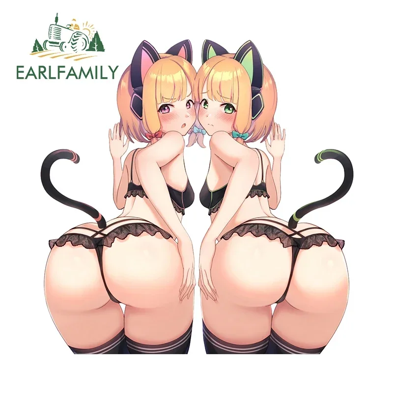 EARLFAMILY 13cm x 10.2cm Sexy Girls Ass Car Stickers Kawaii Loli Booty NSFW Waifu Butts Ecchi Decals Waterproof Trunk Decor