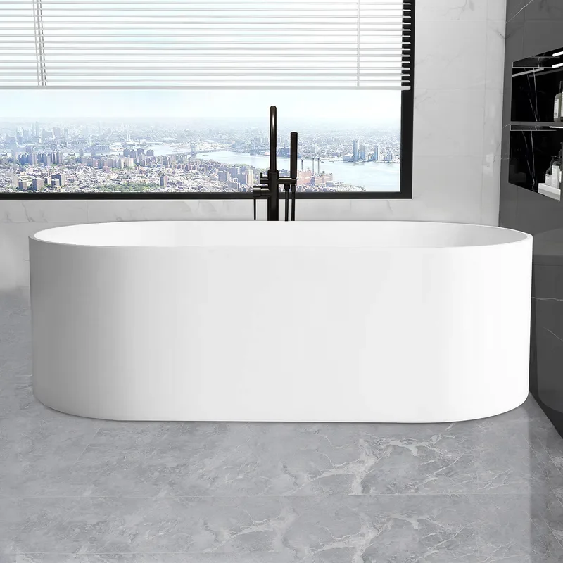 for Qimei Artificial Stone Bathtub 1.8m Cylinder Tub for Internet Celebrity Hotel B&B Export Wooden Box Packaging