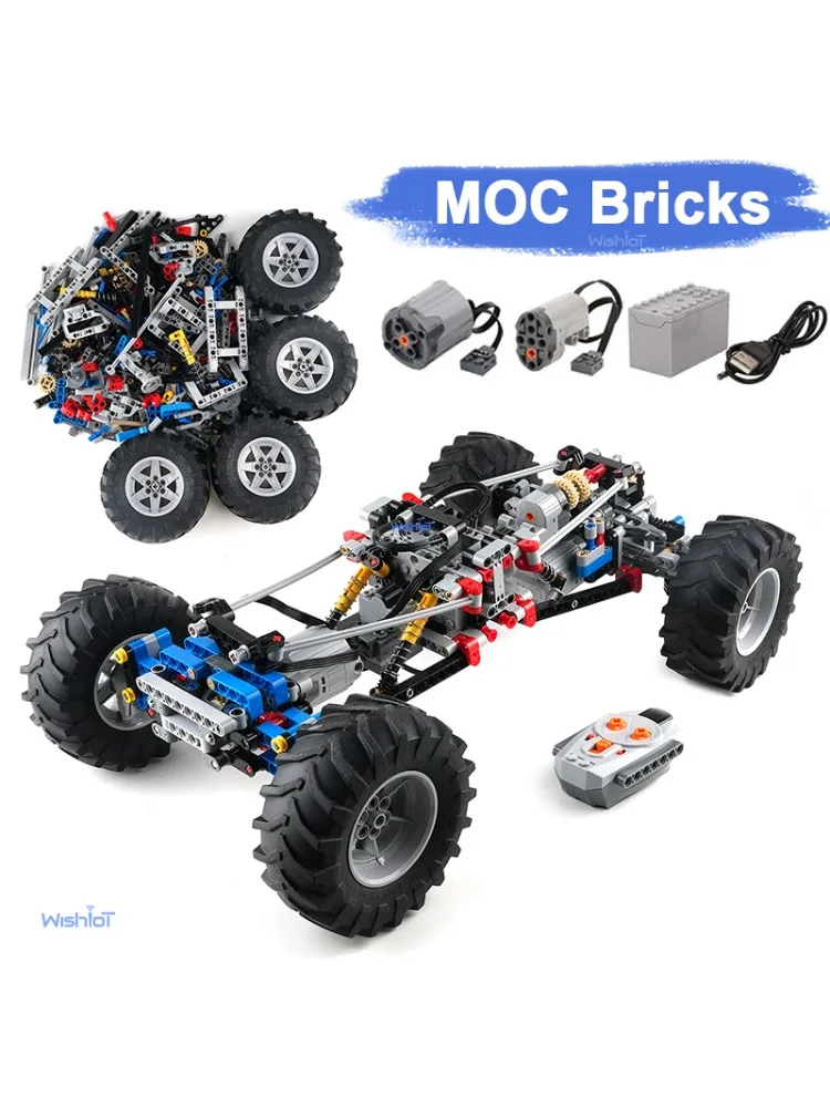 Voiture d'escalade à entraînement 4WD avec amortisseurs de Suspension, bloc de construction technique MOC, voiture tout-terrain, bricolage, jouets électriques de contrôle, cadeaux