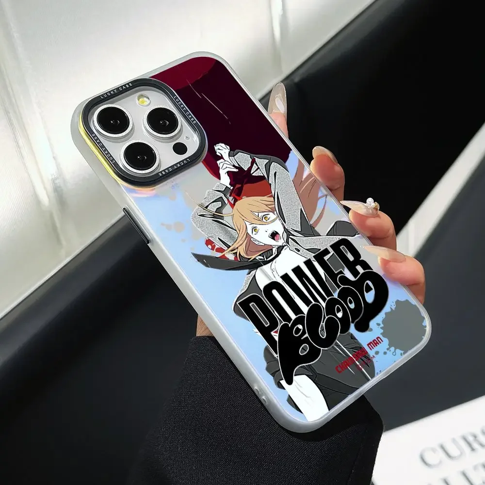 Chainsaw Man Pochita Phone Case for iPhone 16 15 14 Plus 13 12 11 Pro Max X Xs XR 8 7 Gradient Color IMD Hard Cover