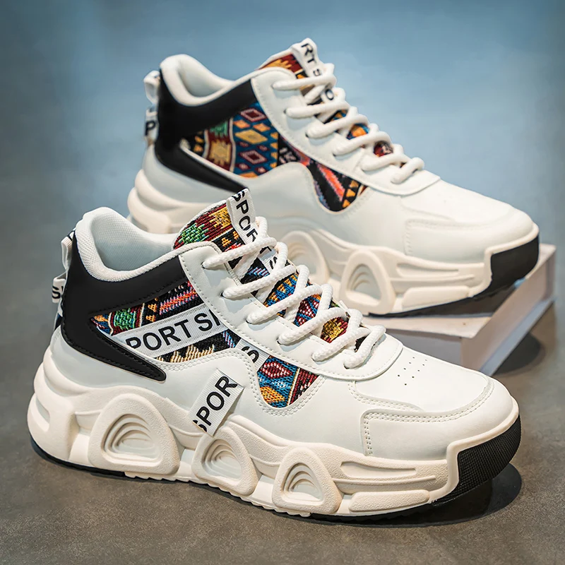 

Mens Walking Shoes 2025 New High Top Snug Wear-resistant Leisure Sneakers Fashion Flat Comfortable Mesh Tennis Shoes for Men