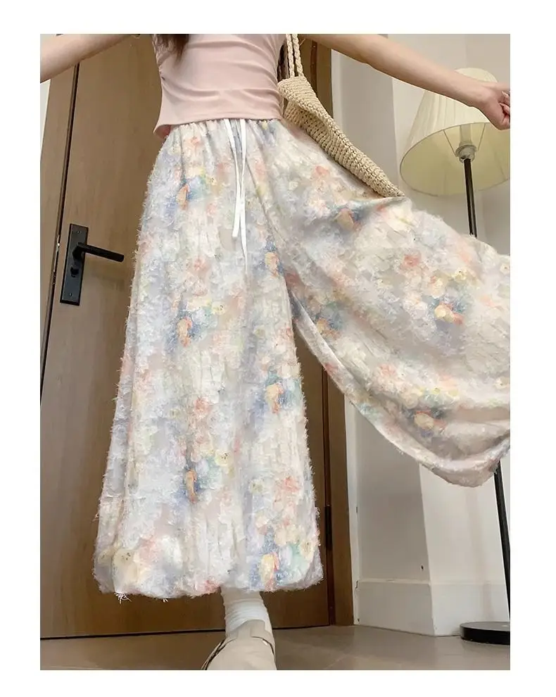 

Широкие брюки, женские весенние бамбуковые хлопковые спортивные костюмы для девочек, спортивная одежда, регулируемая уютная эластичная полоска