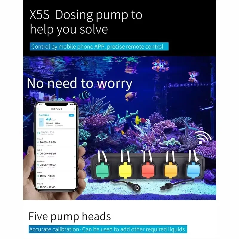 hot r X5S WiFi Program Aquarium Fish Tank Dosing Pump Programmable Saltwater Ocean Coral Reef Peristaltic Pump