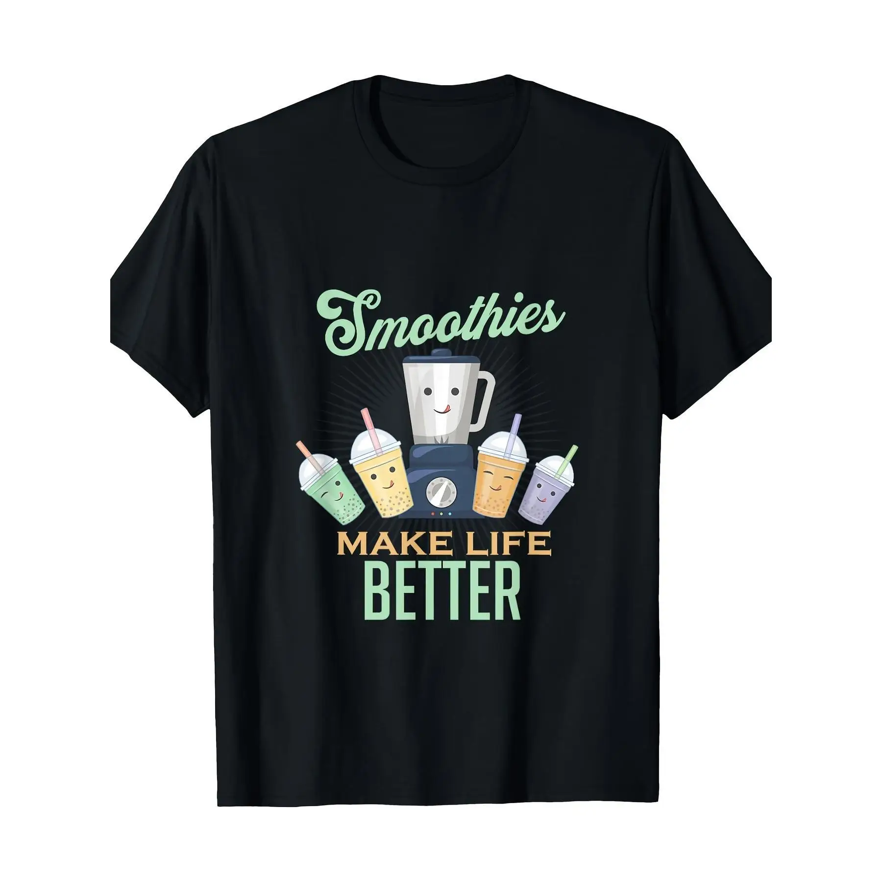 

Women's Funny Smoothies T-Shirt | "Make Life Better" Blender Drink Graphic Tee | Healthy Foodie Gift Summer Top
