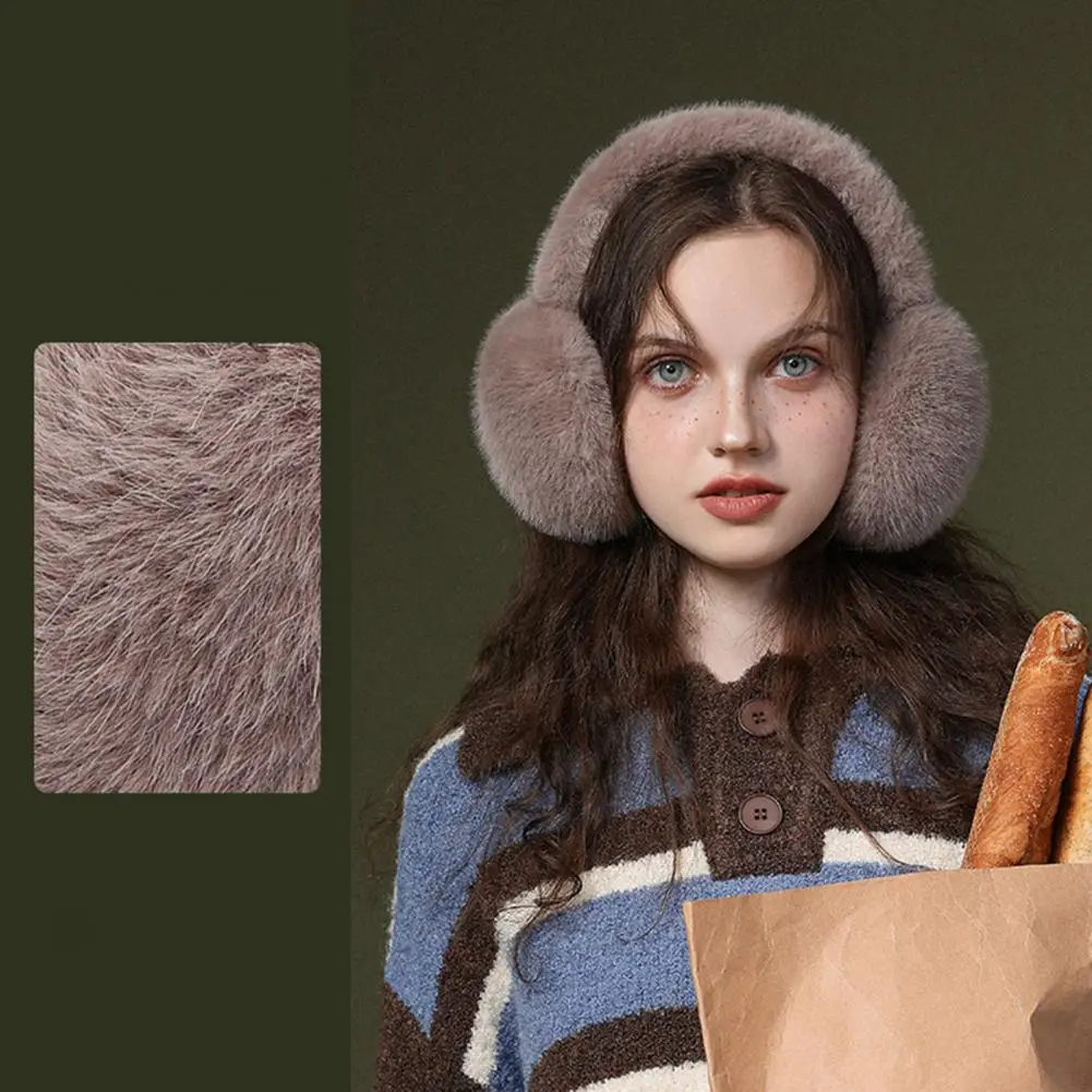 Earmuffs de pele de coelho para mulheres, Earmuffs monocromáticos, Earmuffs quentes bonitos, aquecedor de ouvido ao ar livre, dobrável, peludo, inverno