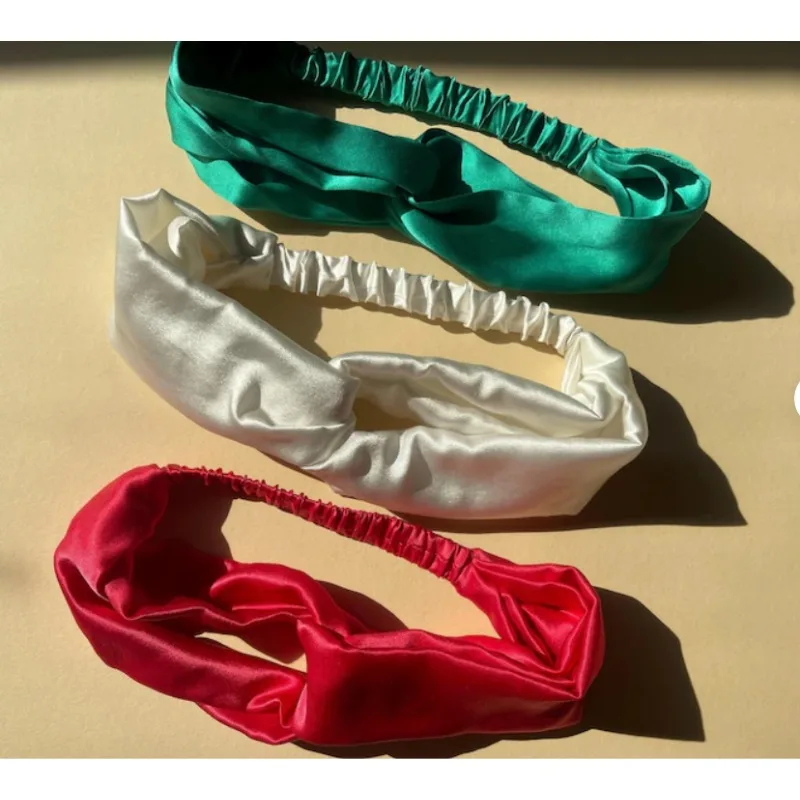 

22 Momme Silk Twist Knot Headband, 100% Mulberry Silk Headbands, Double Twisted Headbands Front Knot Stylish W Elastic Hairband