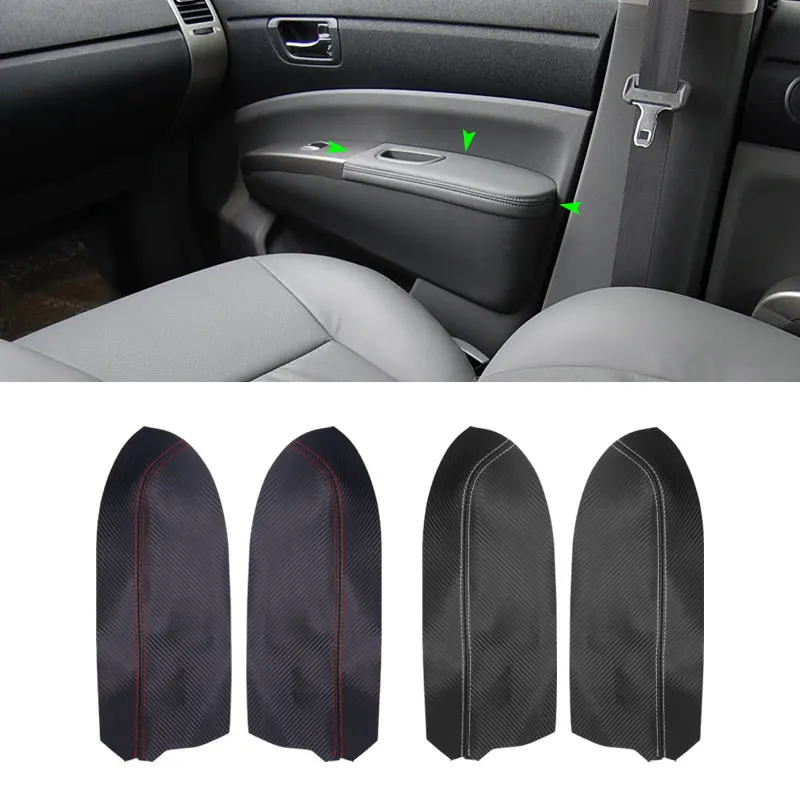 

For Toyota Prius 2004 2005 2006 2007 2008 2009 2pcs Carbon Texture Leather Front Door Armrest Panel Cover Protective Trim