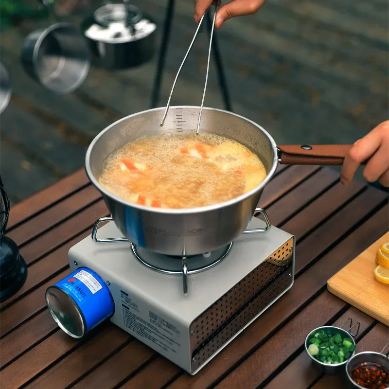 

Outdoor Camping Snow Bowl Stainless Steel Plus Large Snow Bowl Can Be Heated To Cook Rice Snow Pot Camping Portable New