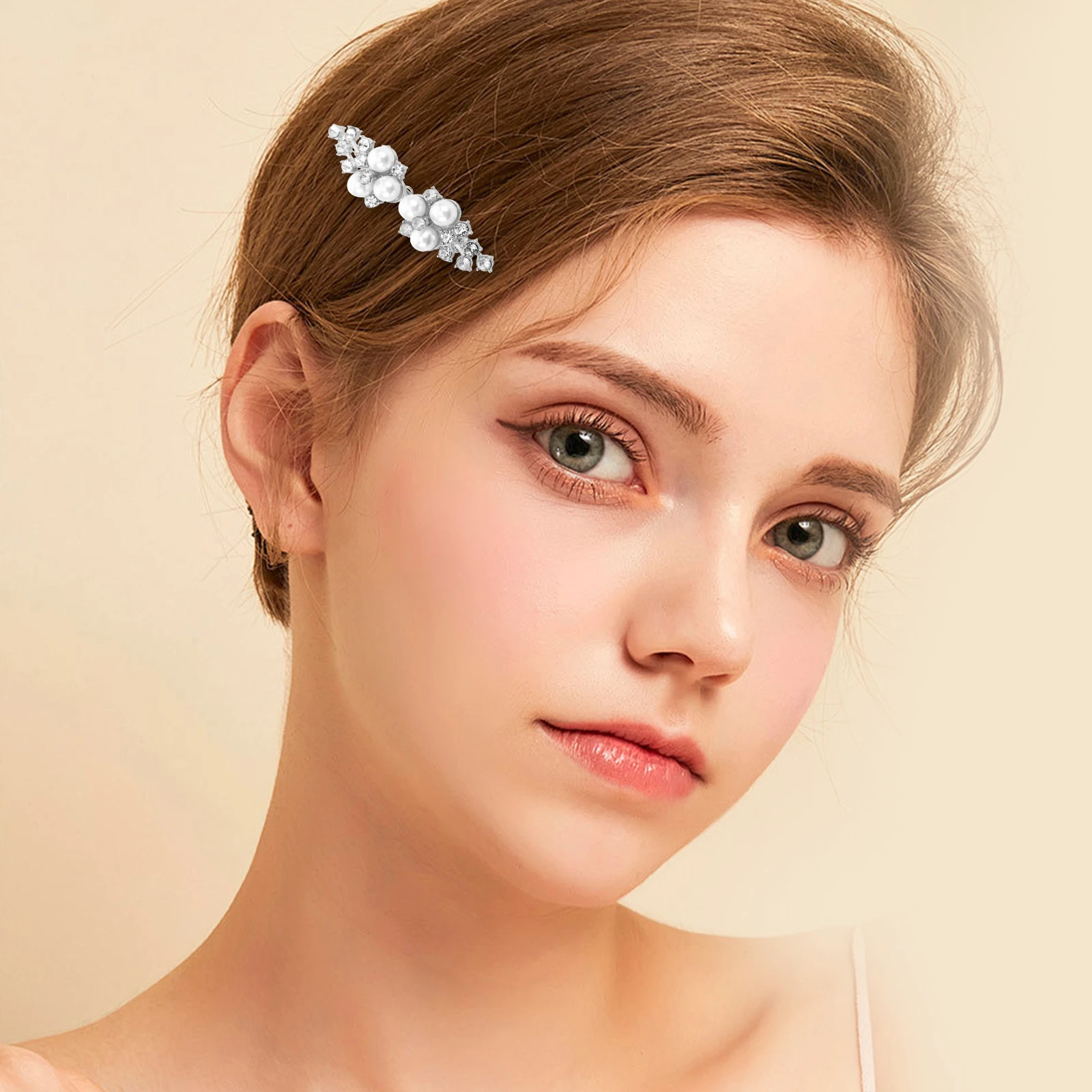 

2pcs Graceful Faux Pearl Flower Hair Clip Wedding Day Hair Accessories Decorative Bridal Comb for Elegant Hairstyles