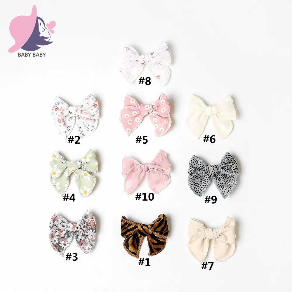 Print Bow Hair Clips Cute Girls Daisy Flowers Cotton Fabric Hairclip Hair Bows Girl Barrettes Hair accessories for Children