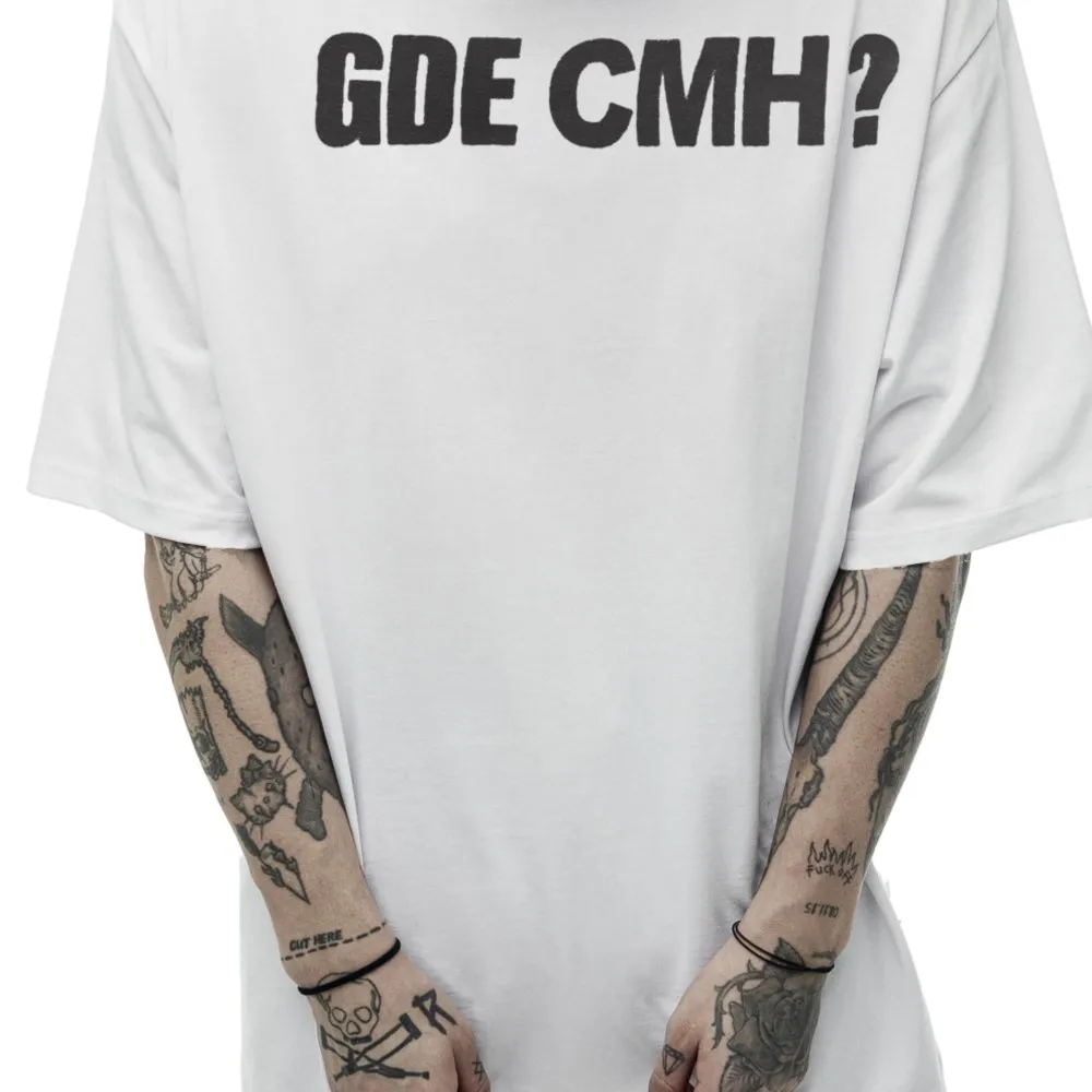 Hip Hop Streetwear Men's Tshirt Oversized Short Sleeve GDE CMH Graphic Print Y2k Top Tee Harajuku Goth Aesthetic Clothing Cotton