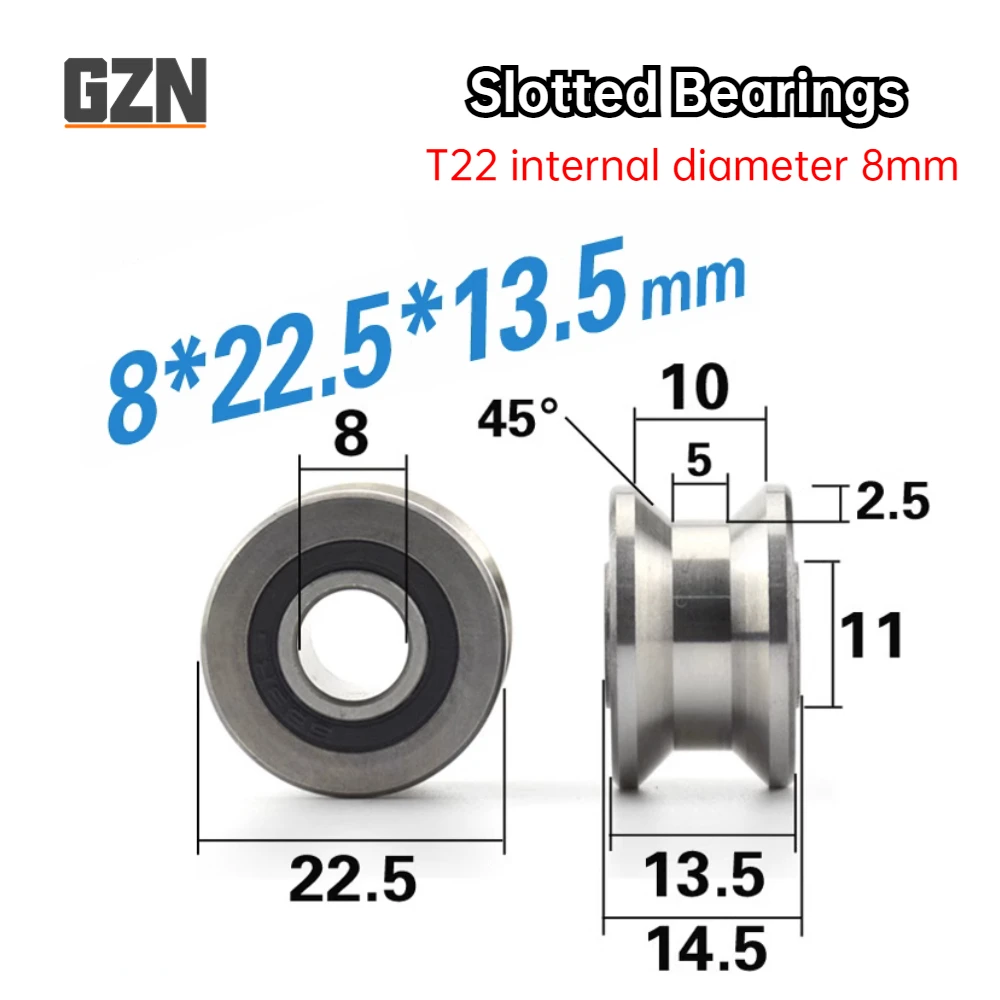 1PCS High-precision T-slot U-slot Bearing U22T22 Track Wheel Pulley Bearing Over 12 Axis 8 * 22.5 * 14.5 * 13.5 mm